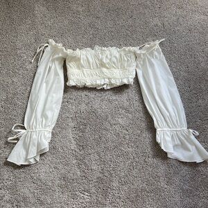 House of CB • Tula White Ruched Off Shoulder Top